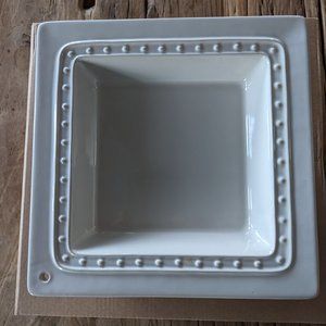 Nora Fleming M8 Cocktail Napkin / Candy Dish Holder Pearl Dot stoneware NIB - M8